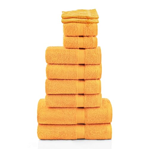 ETÉREA Handtücher 10er Set [100% Baumwolle] - Carli Safran - 4X Handtuch, 2X Duschtücher, 2X Gästehandtücher, 2X Waschhandschuhe - Handtuch Set - Bath Towel - Frottee Handtücher 500 g/m² von etérea Himmlische Qualität