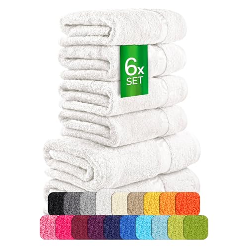 ETÉREA Handtücher 6er Set [100% Baumwolle] - Carli Weiss - 2X Duschtücher 2X Handtuch 2X Gästehandtücher - Kleine Handtücher - Handtuch Set Badetuch - Towel - Gesichtshandtücher - Frottee 500 g/m² von etérea Himmlische Qualität