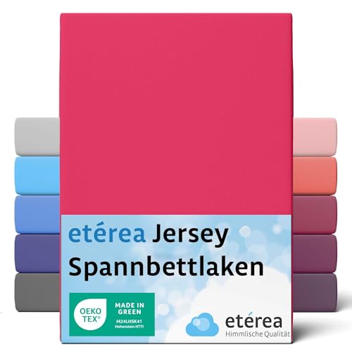 ETÉREA Jersey Spannbettlaken 140x200cm - 160x200-100% Baumwolle - Bettlaken Spannbetttuch 140x200cm - 160x200 - Bed Sheets Matratzenbezug - Comfort Spannbettlaken Baumwolle - OEKOTEX - Pink von etérea Himmlische Qualität