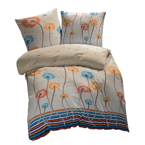 ETÉREA Microfaser Bettwäsche 155x200cm + 80x80cm - Ganzjahresbettwäsche Bettbezug Pusteblume - Bettwäsche-Set mit Kissen 155x200cm Bettbezug + 80x80cm Kissenbezug Microfaser - OEKOTEX - Orange von etérea Himmlische Qualität