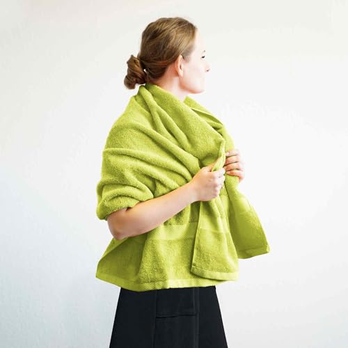 etérea Carli Frottee Handtücher Set - 100% Baumwolle - Oekotex 500 GSM - Bath Towel Frottiertücher - Badetuch, Duschtuch 70x140 cm- Lime von etérea Himmlische Qualität