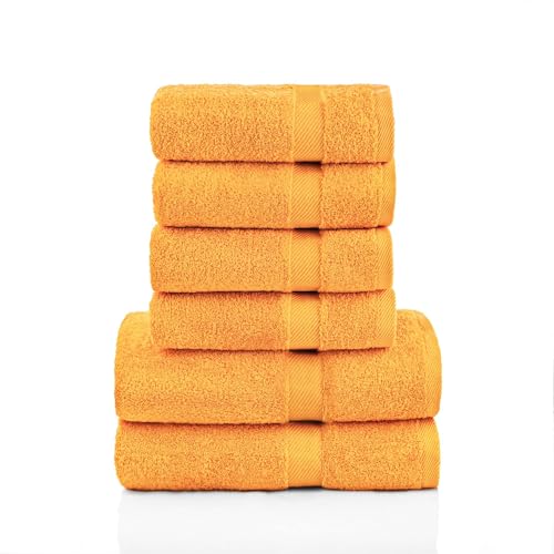 ETÉREA Handtücher 6er Set [100% Baumwolle] - Carli Safran - 2X Duschtücher 2X Handtuch 2X Gästehandtücher - Kleine Handtücher - Handtuch Set Badetuch - Towel - Gesichtshandtücher - Frottee 500 g/m² von etérea Himmlische Qualität