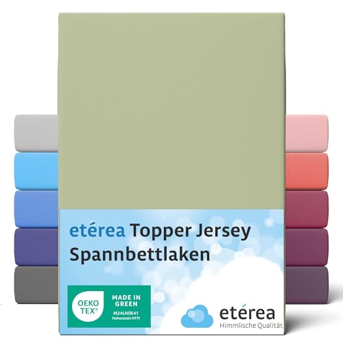 etérea Jersey Topper Spannbettlaken 180x200cm - 200x200 Oekotex Made in Green - 100% Baumwolle, Comfort Jersey Spannbetttuch bis 10 cm hoch - Bettlaken 180x200-200x200 cm Lind von etérea Himmlische Qualität