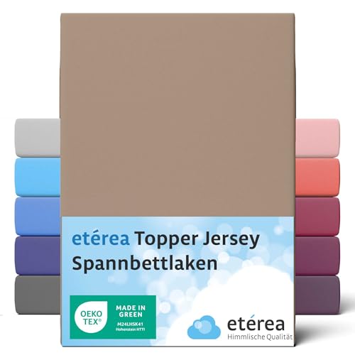 ETÉREA Jersey Topper Spannbettlaken 120x200cm - 100% Baumwolle - Bettlaken Spannbetttuch 120x200cm - Topper Matratzenbezug - Comfort Spannbettlaken Topper Baumwolle - OEKOTEX - Taupe von etérea Himmlische Qualität