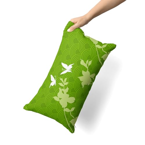 etérea Kopfkissenbezug 80x80 cm Baumwolle für Bettwäsche-Set Osaka Grün - Made in Green Oekotex - Schmetterlinge Blumen - 100% Baumwolle natürlich weich - 1 Stück für Kopfkissen 80x80 cm - mit von etérea Himmlische Qualität