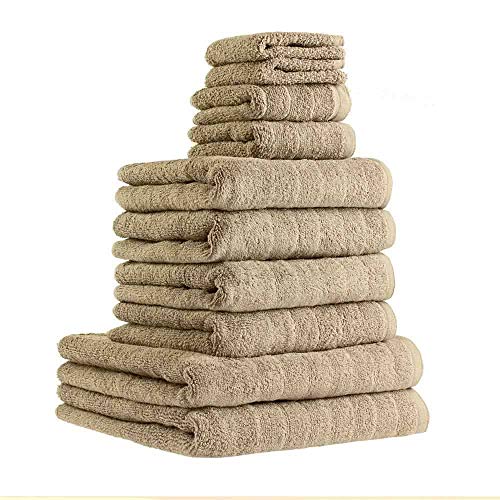 etérea 10 TLG. Handtuch Set Avelie - 100% Baumwolle - 550 g/m² 4 x Handtücher, 2 x Duschtücher, 2xGästetücher, 2xWaschhandschuhe - Cashmere von etérea Himmlische Qualität