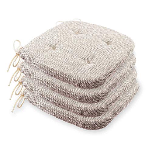 etérea 4er Set Sitzkissen - Levio Stuhl Kissen in 40x40 cm – fest & weich gepolstert - Indoor & Outdoor Stuhlkissen - Made in Germany - Beige Natur von etérea Himmlische Qualität