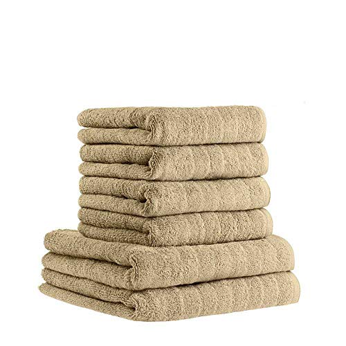 etérea 6 TLG. Handtuch Set Avelie - 100% Baumwolle - 550 g/m² 4 x Handtücher, 2 x Duschtücher - Cashmere von etérea Himmlische Qualität