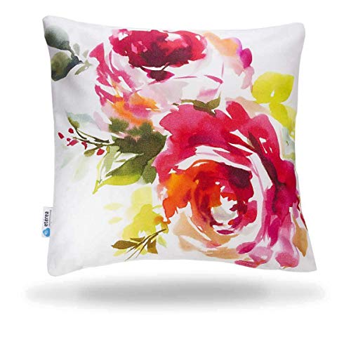 etérea Baumwolle Dekokissen Jennifer Rot 40x40 cm - Dekorativer Kissenbezug ohne Füllkissen - Oekotex Standard Kissenhülle für Sofa Wohnzimmer Schlafzimmer - Beidseitigem Druck und Reißverschluß von etérea Himmlische Qualität