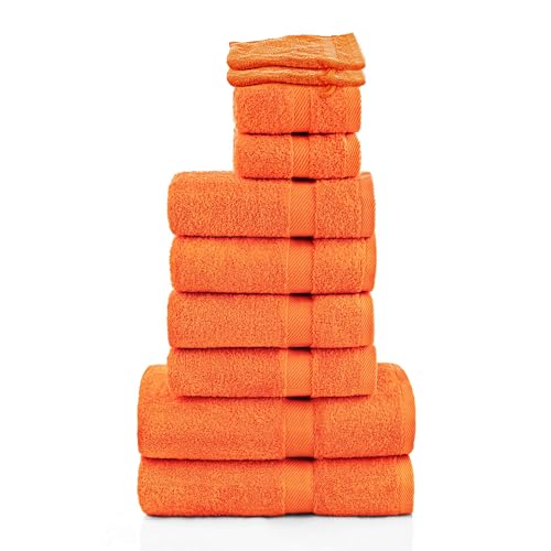 etérea Handtuch Set Orange Handtücher Set 100% Baumwolle Qualitäts Frottierware 500 g/m² Carli Handtuch 10 teiliges Sparset Orange von etérea Himmlische Qualität
