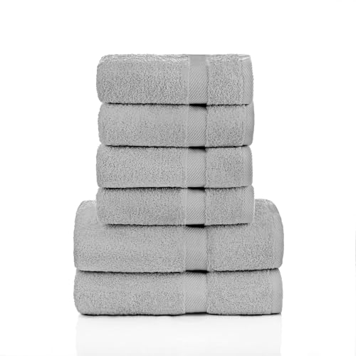 ETÉREA Handtücher 6er Set [100% Baumwolle] - Carli Steingrau - 2X Duschtücher 2X Handtuch 2X Gästehandtücher - Kleine Handtücher - Handtuch Set Badetuch - Towel - Handtuch Set - Frottee 500 g/m² von etérea Himmlische Qualität