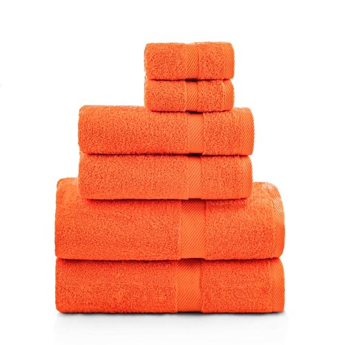 ETÉREA Handtücher 6er Set [100% Baumwolle] - Carli Orange - 2X Duschtücher 2X Handtuch 2X Gästehandtücher - Kleine Handtücher - Handtuch Set Badetuch - Towel - Gesichtshandtücher - Frottee 500 g/m² von etérea Himmlische Qualität