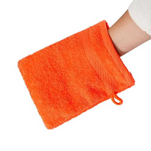 etérea Carli Frottee Handtücher Set - 100% Baumwolle - Oekotex 500 GSM - Bath Towel Frottiertücher - Waschlappen, Waschhandschuh 15x21 cm - Orange von etérea Himmlische Qualität