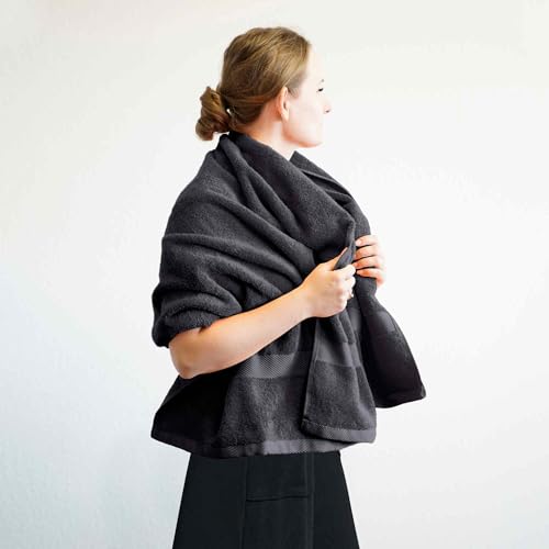 etérea Carli Frottee Handtücher Set - 100% Baumwolle - Oekotex 500 GSM - Bath Towel Frottiertücher - Badetuch, Duschtuch 70x140 cm- Graphit von etérea Himmlische Qualität