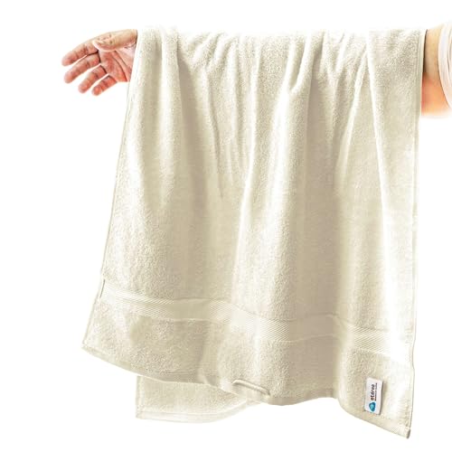 ETÉREA® Duschtuch 70x140cm [100% Baumwolle] - Carli Natur - Frottee Duschhandtuch weich und saugstark - Handtücher 70x140cm - Badtextilien Frottiertücher Towel - Oekotex Qualität 500 g/m² von etérea Himmlische Qualität