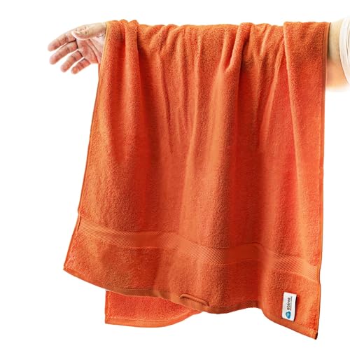 etérea Carli Frottee Handtücher Set - 100% Baumwolle - Oekotex 500 GSM - Bath Towel Frottiertücher - Badetuch, Badehandtuch Groß 100x150 cm- Orange von etérea Himmlische Qualität