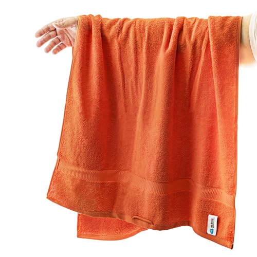 ETÉREA® Badetuch 100x150cm [100% Baumwolle] - Carli Orange - Frottee Badetücher weich und saugstark - Handtücher Groß 100x150cm - Badtextilien - Bath Towel - Oekotex Made in Green Qualität 500 g/m² von etérea Himmlische Qualität