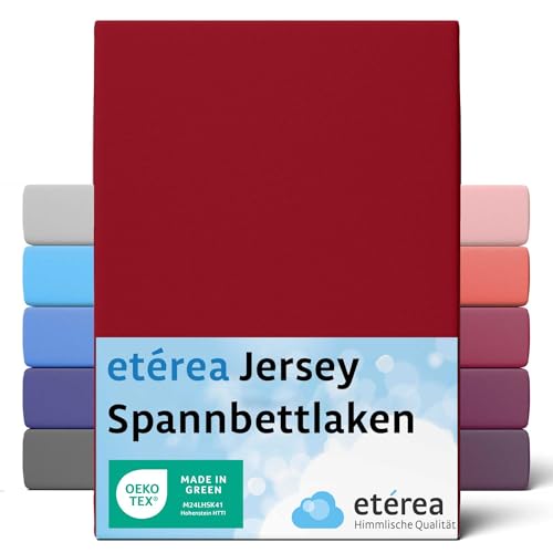 ETÉREA Jersey Spannbettlaken 120x200cm - 100% Baumwolle - Bettlaken Spannbetttuch 120x200cm - Bed Sheets Matratzenbezug - Comfort Spannbettlaken Baumwolle - OEKOTEX Made in Green - Kirsche von etérea Himmlische Qualität