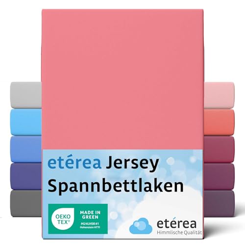 ETÉREA Jersey Spannbettlaken 120x200cm - 100% Baumwolle - Bettlaken Spannbetttuch 120x200cm - Bed Sheets Matratzenbezug - Comfort Spannbettlaken Baumwolle - OEKOTEX Made in Green - Rosa von etérea Himmlische Qualität