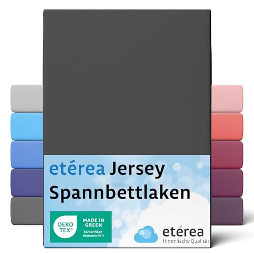 etérea Jersey Spannbettlaken 140x200cm - 160x200 Oekotex Made in Green - 100% Baumwolle Jersey - Comfort Spannbetttuch - Bettlaken 140x200-160x200 cm Schwarz von etérea Himmlische Qualität