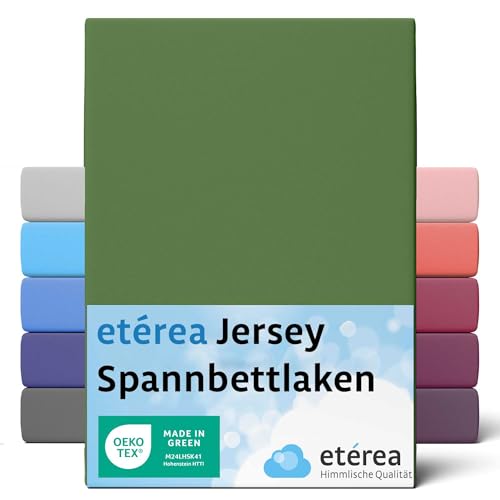 etérea Jersey Spannbettlaken 140x200cm - 160x200 Oekotex Made in Green - 100% Baumwolle Jersey - Comfort Spannbetttuch - Bettlaken 140x200-160x200 cm Kaktus Grün von etérea Himmlische Qualität