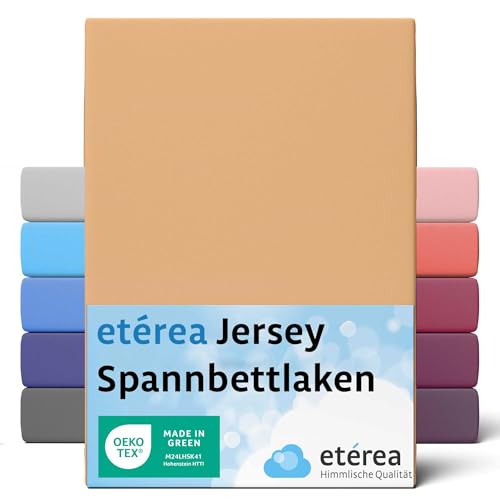 ETÉREA Jersey Spannbettlaken 140x200cm - 160x200-100% Baumwolle - Bettlaken Spannbetttuch 140x200cm - 160x200 - Bed Sheets Matratzenbezug - Comfort Spannbettlaken Baumwolle - OEKOTEX - Sand von etérea Himmlische Qualität