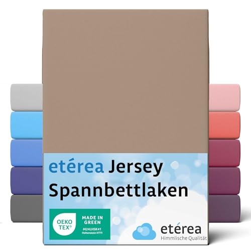 etérea Jersey Spannbettlaken 180x200cm - 200x200 Oekotex Made in Green - 100% Baumwolle Jersey - Comfort Spannbetttuch - Bettlaken 180x200-200x200 cm Taupe von etérea Himmlische Qualität