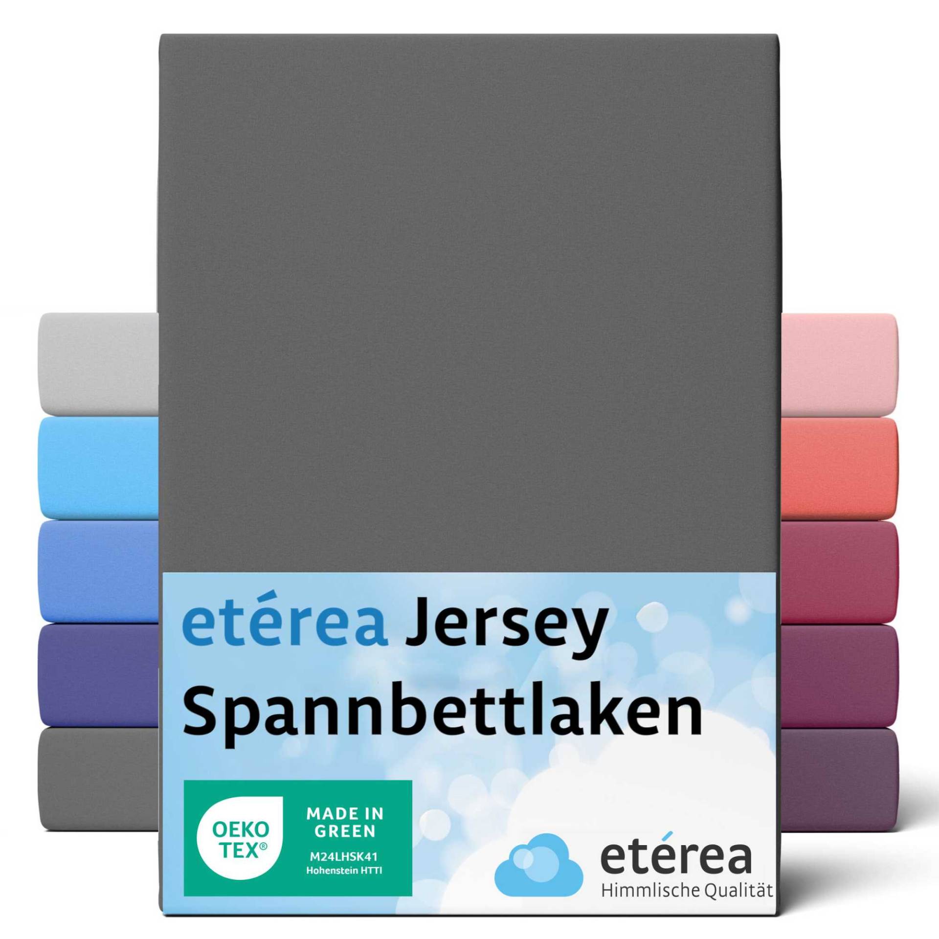 etérea Comfort Jersey Spannbettlaken Anthrazit 180x200 cm - 200x200 cm von etérea Himmlische Qualität