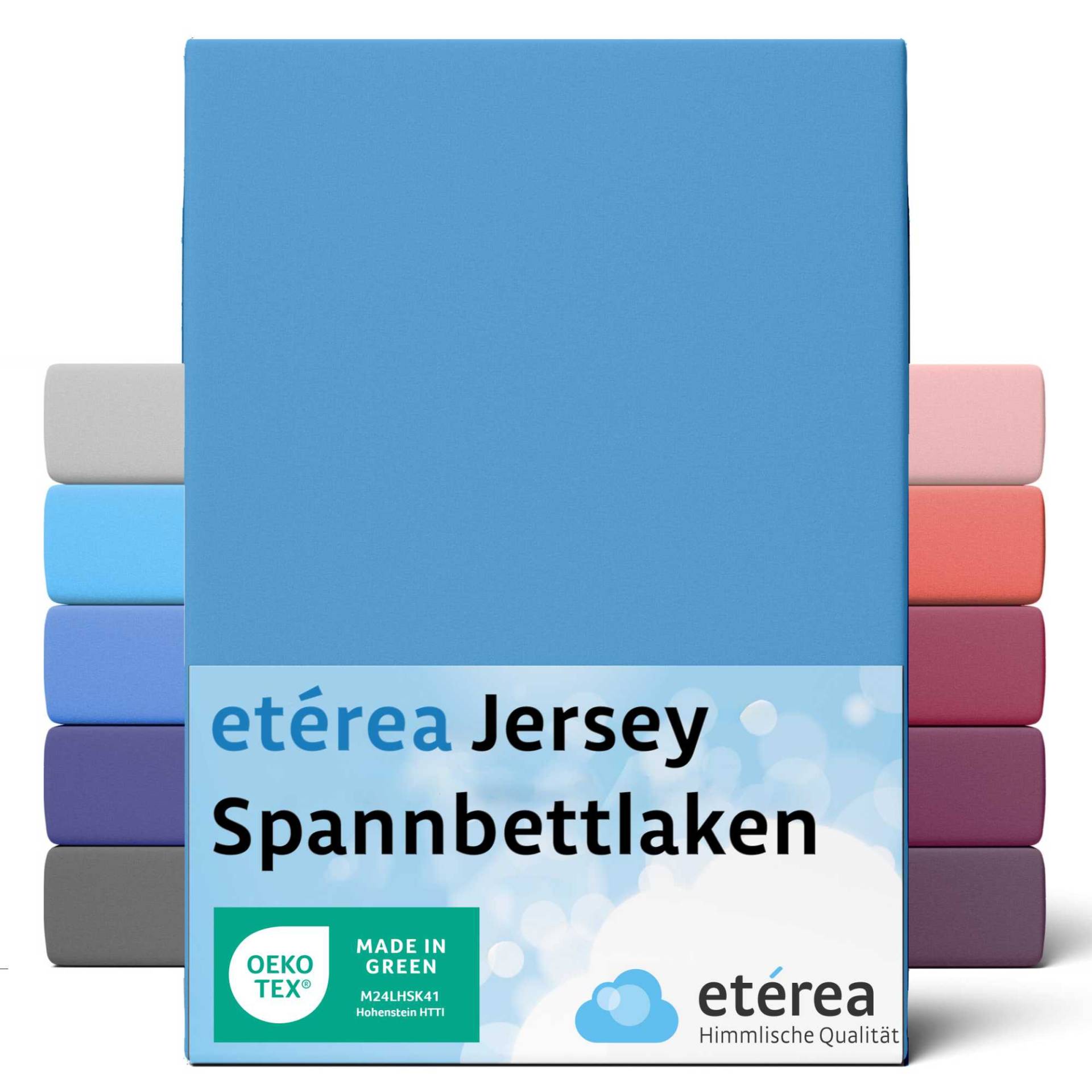 etérea Comfort Jersey Spannbettlaken Hellblau 140x200 cm - 160x200 cm von etérea Himmlische Qualität