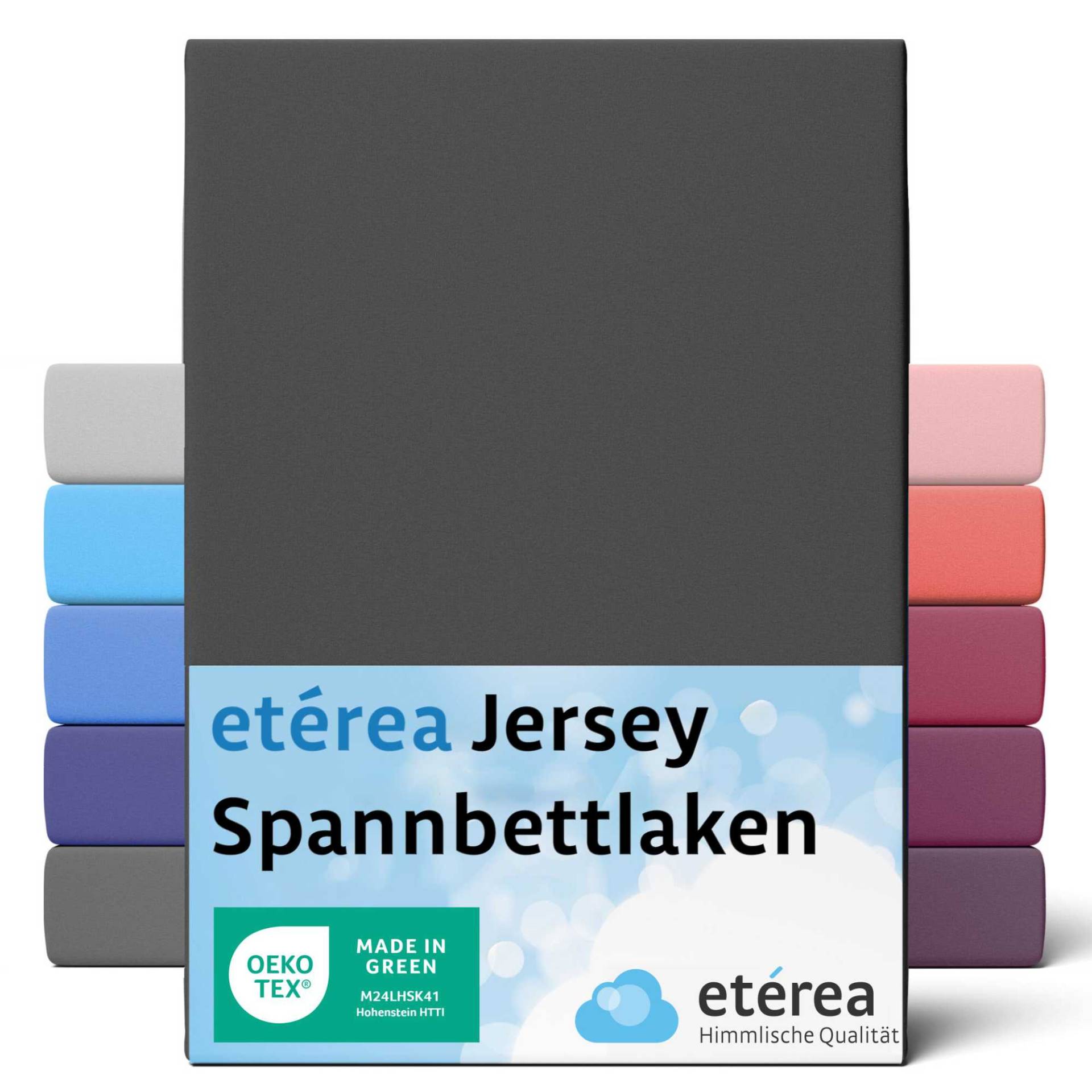 etérea Comfort Jersey Spannbettlaken Schwarz 90x200 cm - 100x200 cm von etérea Himmlische Qualität