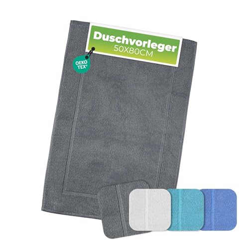 etérea Duschvorleger Frottee - 100% Baumwolle - Carli Classic Badezimmerteppich - Badematte schnelltrocknend - Bathroom Mat Badvorleger Waschbar - 850 GSM Badteppich 50x80 cm - Graphit von etérea Himmlische Qualität