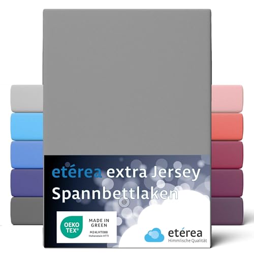 ETÉREA Jersey Boxspringbett Spannbettlaken 180x200cm - 200x220- BIS 35CM - Bettlaken Spannbetttuch 180x200cm - 200x220 Matratzenbezug - Spannbettlaken Baumwolle - OEKOTEX Made in Green - Frost Grau von etérea Himmlische Qualität