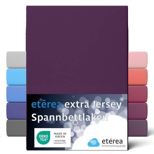 etérea Jersey Spannbettlaken 90x200cm - 100x220 für Boxspringbetten, Wasserbetten Oekotex Made in Green - 100% Baumwolle gekämmt, Extra Jersey Spannbetttuch bis 35cm hoch - Bettlaken 90x200 - von etérea Himmlische Qualität