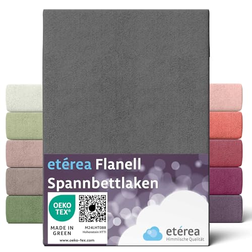 ETÉREA Flanell Bettlaken 150x250cm - 100% Baumwolle - Biber Bettlaken 150x250cm - Bed Sheets Cover Matratzenbezug Leintuch - klassisches Bettlaken ohne Gummi - OEKOTEX Made in Green - Anthrazit von etérea Himmlische Qualität