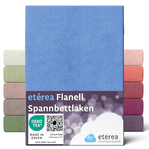 ETÉREA Flanell Bettlaken 150x250cm - 100% Baumwolle - Biber Bettlaken 150x250cm - Bed Sheets Cover Matratzenbezug Leintuch - klassisches Bettlaken ohne Gummi - OEKOTEX Made in Green - Hellblau von etérea Himmlische Qualität