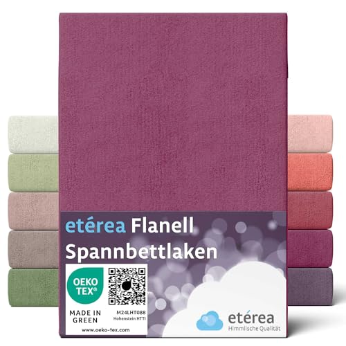 ETÉREA Flanell Spannbettlaken 140x200cm - 160x200-100% Baumwolle - Bettlaken Spannbetttuch 140x200cm - 160x200 - Bed Sheets Matratzenbezug - Biber Spannbettlaken Baumwolle - OEKOTEX - Bordeaux von etérea Himmlische Qualität