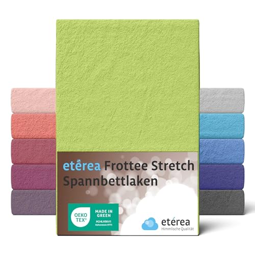 etérea Frottee Spannbettlaken 180x200cm - 200x200 Oekotex Made in Green - 80% Baumwolle 20% Polyester, Frottee Spannbetttuch bis 25 cm hoch - Bettlaken 180x200-200x200 cm Lind von etérea Himmlische Qualität