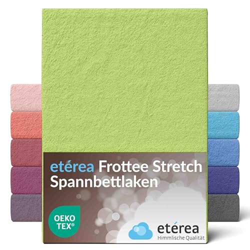 etérea Frottee Spannbettlaken 200x200-200x220cm Lind für 15-25 cm Steghöhe 80% Baumwolle + 20% Polyester - Oekotex Spannbetttuch Bett Bezug Matratzen - Bettlaken 200x200cm - 200x220cm Grün von etérea Himmlische Qualität