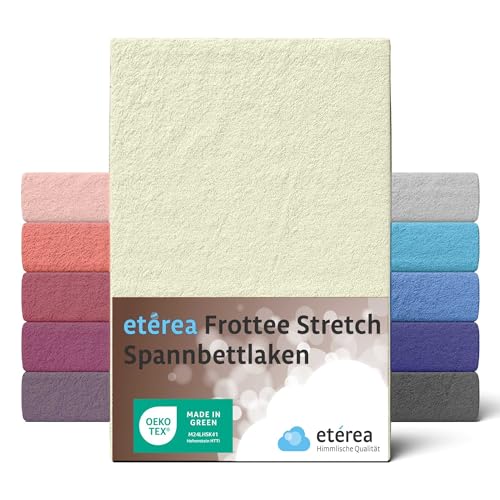 etérea Frottee Spannbettlaken 60x120cm - 70x140 Oekotex Made in Green - 80% Baumwolle 20% Polyester, Frottee Spannbetttuch bis 25 cm hoch - Bettlaken (2er Pack) 60x120-70x140 cm Natur von etérea Himmlische Qualität