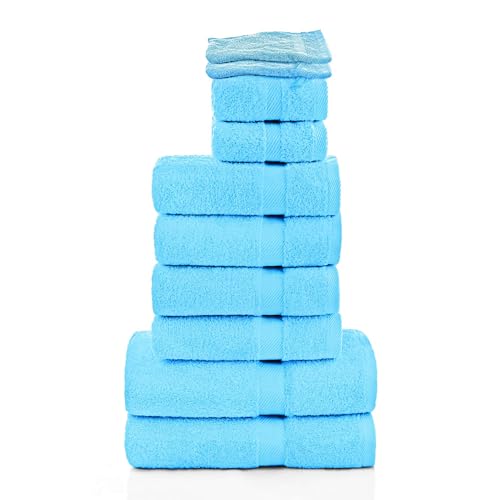 ETÉREA Handtücher 10er Set [100% Baumwolle] - Carli Türkis - 4X Handtuch, 2X Duschtücher, 2X Gästehandtücher, 2X Waschhandschuhe - Handtuch Set - Bath Towel - Frottee Handtücher 500 g/m² von etérea Himmlische Qualität