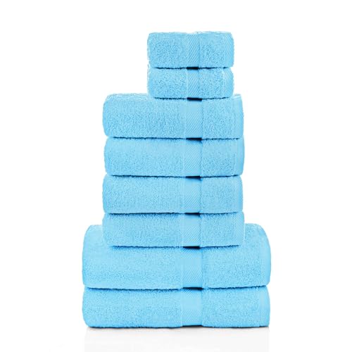 ETÉREA Handtücher 8er Set [100% Baumwolle] - Carli Türkis - 4X Handtuch, 2X Duschtücher, 2X Gästehandtücher - Kleine Handtücher - Handtuch Set - Badetuch - Towel - Oekotex Handtücher 500 g/m² von etérea Himmlische Qualität