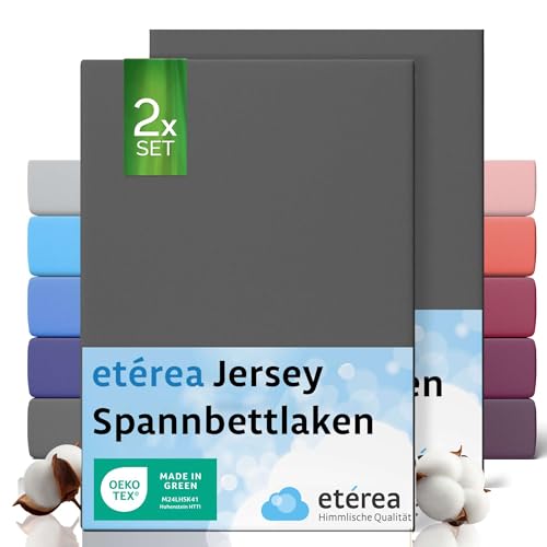 etérea Jersey 2er Set Spannbettlaken 80x200cm Anthrazit bis 20 cm Höhe - 100% Baumwolle Spannbetttuch Oekotex - Kinder Spannbettlaken Bed Sheets - Doppelpack Bettlaken 80x200 cm - Dunkelgrau etérea Jersey 2er Set Spannbettlaken 80x200cm Anthrazit bis 20 cm Höhe - 100% Baumwolle Spannbetttuch Oekotex - Kinder Spannbettlaken Bed Sheets - Doppelpack Bettlaken 80x200 cm - Dunkelgrau von etérea Himmlische Qualität