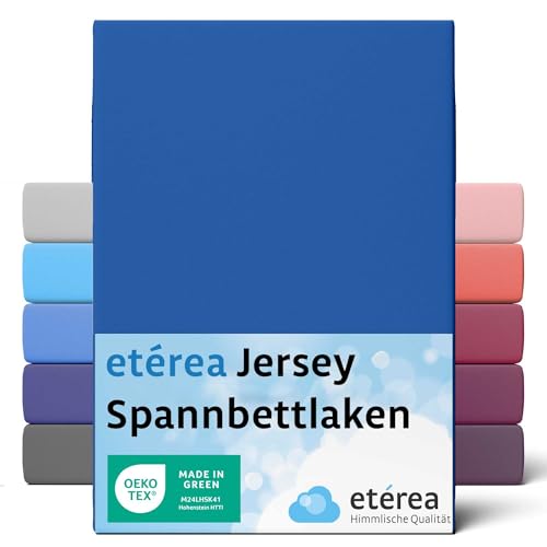 ETÉREA Jersey Spannbettlaken 60x120cm - 70x140-100% Baumwolle - Bettlaken Spannbetttuch 60x120cm - 70x140 Baby & Kinder - Bed Sheets Cover - Comfort Spannbettlaken Baumwolle - OEKOTEX - Blau von etérea Himmlische Qualität