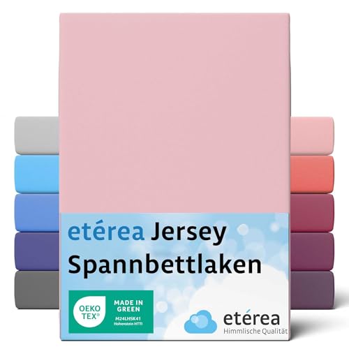 ETÉREA Jersey Spannbettlaken 60x120cm - 70x140-100% Baumwolle - Bettlaken Spannbetttuch 60x120cm - 70x140 Baby & Kinder - Bed Sheets Cover - Comfort Spannbettlaken Baumwolle - OEKOTEX - Zartrosa von etérea Himmlische Qualität