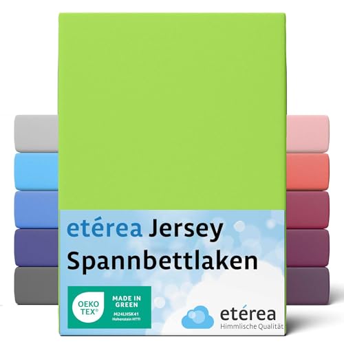 etérea Jersey Spannbettlaken 80x160cm - 80x180 Oekotex Made in Green - 100% Baumwolle Jersey - Comfort Spannbetttuch - Bettlaken 80x160-80x180 cm Apfelgrün Grün von etérea Himmlische Qualität