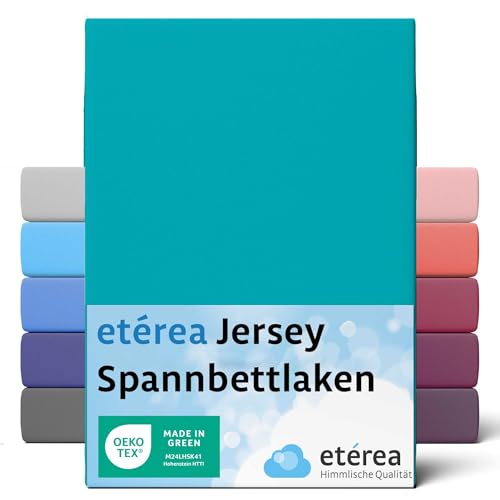 etérea Jersey Spannbettlaken 80x160cm - 80x180 Oekotex Made in Green - 100% Baumwolle Jersey - Comfort Spannbetttuch - Bettlaken 80x160-80x180 cm Ocean Türkis von etérea Himmlische Qualität