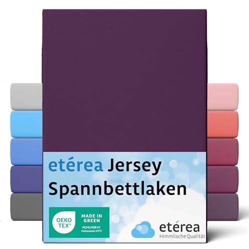 etérea Jersey Spannbettlaken 80x160cm - 80x180 Oekotex Made in Green - 100% Baumwolle Jersey - Comfort Spannbetttuch - Bettlaken 80x160-80x180 cm Pflaume Lila von etérea Himmlische Qualität