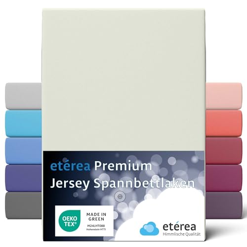 etérea Jersey Spannbettlaken 90x200cm - 100x200 Oekotex Made in Green - 100% Baumwolle gekämmt, Premium Jersey Spannbetttuch bis 25 cm hoch - Bettlaken 90x200-100x200 cm Natur von etérea Himmlische Qualität