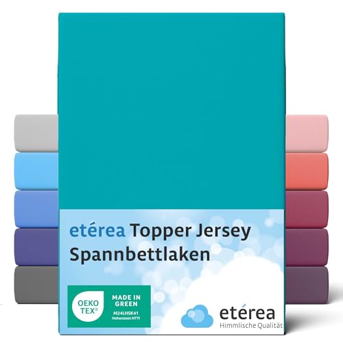 ETÉREA Jersey Topper Spannbettlaken 120x200cm - 100% Baumwolle - Bettlaken Spannbetttuch 120x200cm - Topper Matratzenbezug - Comfort Spannbettlaken Topper Baumwolle - OEKOTEX - Ocean von etérea Himmlische Qualität