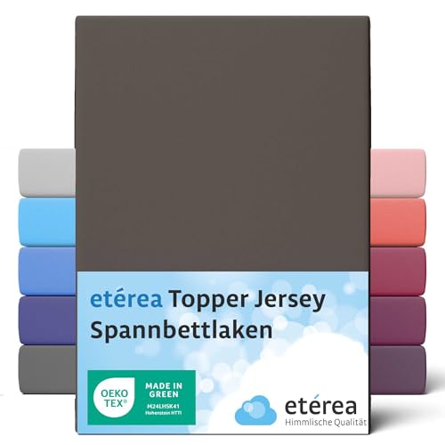 ETÉREA Jersey Topper Spannbettlaken 140x200cm - 160x200-100% Baumwolle - Bettlaken Spannbetttuch 140x200cm 160x200 Matratzenbezug - Comfort Spannbettlaken Topper Baumwolle - OEKOTEX - Braun von etérea Himmlische Qualität